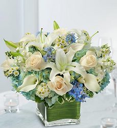 Blue and White Arrangement Flower Power, Florist Davenport FL