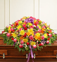 Cherished Memories Full Casket - Bright Flower Power, Florist Davenport FL