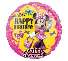 Minnie Mouse Singing Birthday Balloon Flower Power, Florist Davenport FL