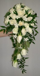 All white cascade bouquet 