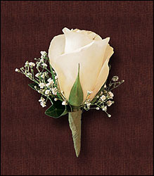 White Rose and Baby's Breath Boutonniere