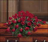 Blooming Red Roses Casket Spray