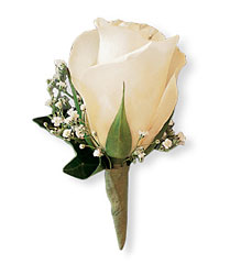 White Ice Rose Boutonniere 