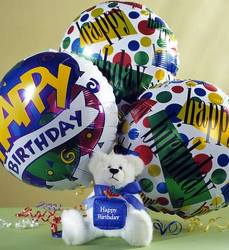 Birthday Bear and Balloons Davenport Florist - Same Day Flower Delivery - Flower Power 