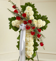 Peace and Prayers Standing Cross - Red Davenport Florist - Same Day Flower Delivery - Flower Power 