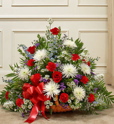 Thoughts and Prayer Fireside Basket - Patriotic Davenport Florist - Same Day Flower Delivery - Flower Power 