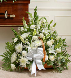 Thoughts and Prayer Fireside Basket - White Flower Power, Florist Davenport FL