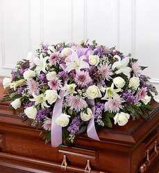 Lavender and White Mixed Half Casket Davenport Florist - Same Day Flower Delivery - Flower Power 