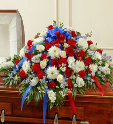 Cherished Memories Half Casket - Patriotic Davenport Florist - Same Day Flower Delivery - Flower Power 