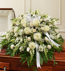Cherished Memories Half Casket Cover - White Davenport Florist - Same Day Flower Delivery - Flower Power 