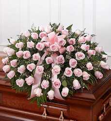 Pink Rose Half Casket Davenport Florist - Same Day Flower Delivery - Flower Power 