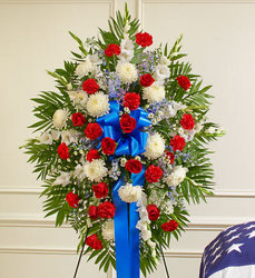 Deepest Sympathy Standing Spray-Patriotic Flower Power, Florist Davenport FL