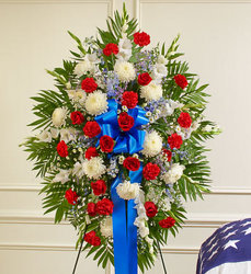 Deepest Sympathy Standing Spray-Patriotic Davenport Florist - Same Day Flower Delivery - Flower Power 