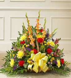 Thoughts and Prayer Fireside Basket - Bright Flower Power, Florist Davenport FL