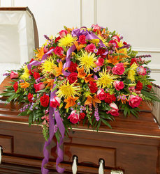 Cherished Memories Half Casket - Bright Flower Power, Florist Davenport FL