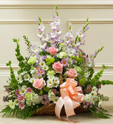 Thoughts and Prayers Fireside Basket - Pastel Davenport Florist - Same Day Flower Delivery - Flower Power 