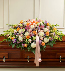 Cherished Memories Full Casket - Pastel Davenport Florist - Same Day Flower Delivery - Flower Power 