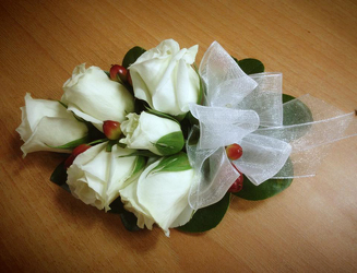 White Rose and Hypericum Corsage Flower Power, Florist Davenport FL