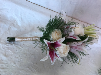 White Rose and Stargazer Bouquet Flower Power, Florist Davenport FL