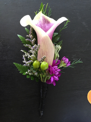Purple and White Calla Bouttoniere Flower Power, Florist Davenport FL