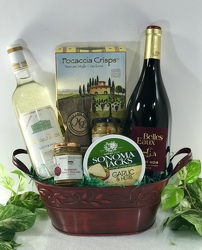 Red and White Gourmet Basket Davenport Florist - Same Day Flower Delivery - Flower Power 