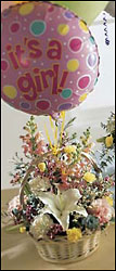 Baby Girl Bouquet with Balloons Davenport Florist - Same Day Flower Delivery - Flower Power 