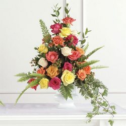 Rainbow of Rose Urn Davenport Florist - Same Day Flower Delivery - Flower Power 