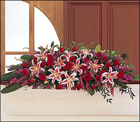 Amethyst and Ruby Casket Spray Davenport Florist - Same Day Flower Delivery - Flower Power 